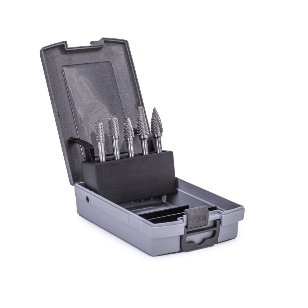 5 Piece Quality Carbide Burr Set with Robust Plastic Case